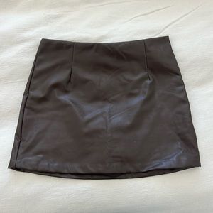 Abercrombie & Fitch brown “Scarlett vegan leather mini skort”